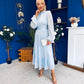 Jacqueline Gathered Satin Occasion Dress Baby Blue
