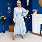 Jacqueline Gathered Satin Occasion Dress Baby Blue