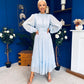 Jacqueline Gathered Satin Occasion Dress Baby Blue