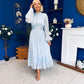 Jacqueline Gathered Satin Occasion Dress Baby Blue