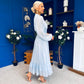 Jacqueline Gathered Satin Occasion Dress Baby Blue