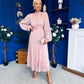 Jacqueline Gathered Satin Occasion Dress Blush