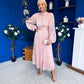 Jacqueline Gathered Satin Occasion Dress Blush