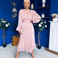 Jacqueline Gathered Satin Occasion Dress Blush