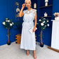 Ruth Crochet Top & Satin Dress Set Blue