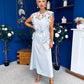 Ruth Crochet Top & Satin Dress Set Blue