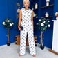 Melissa Polka Top & Trouser Set White