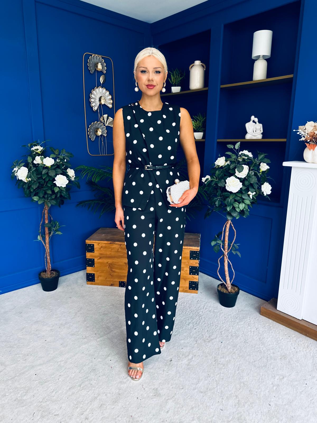 Melissa Polka Top & Trouser Set Black