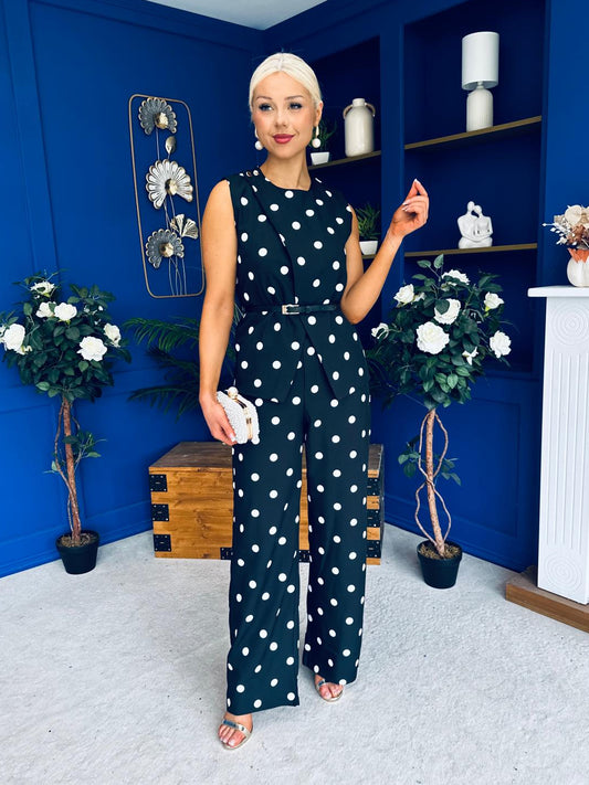 Melissa Polka Top & Trouser Set Black