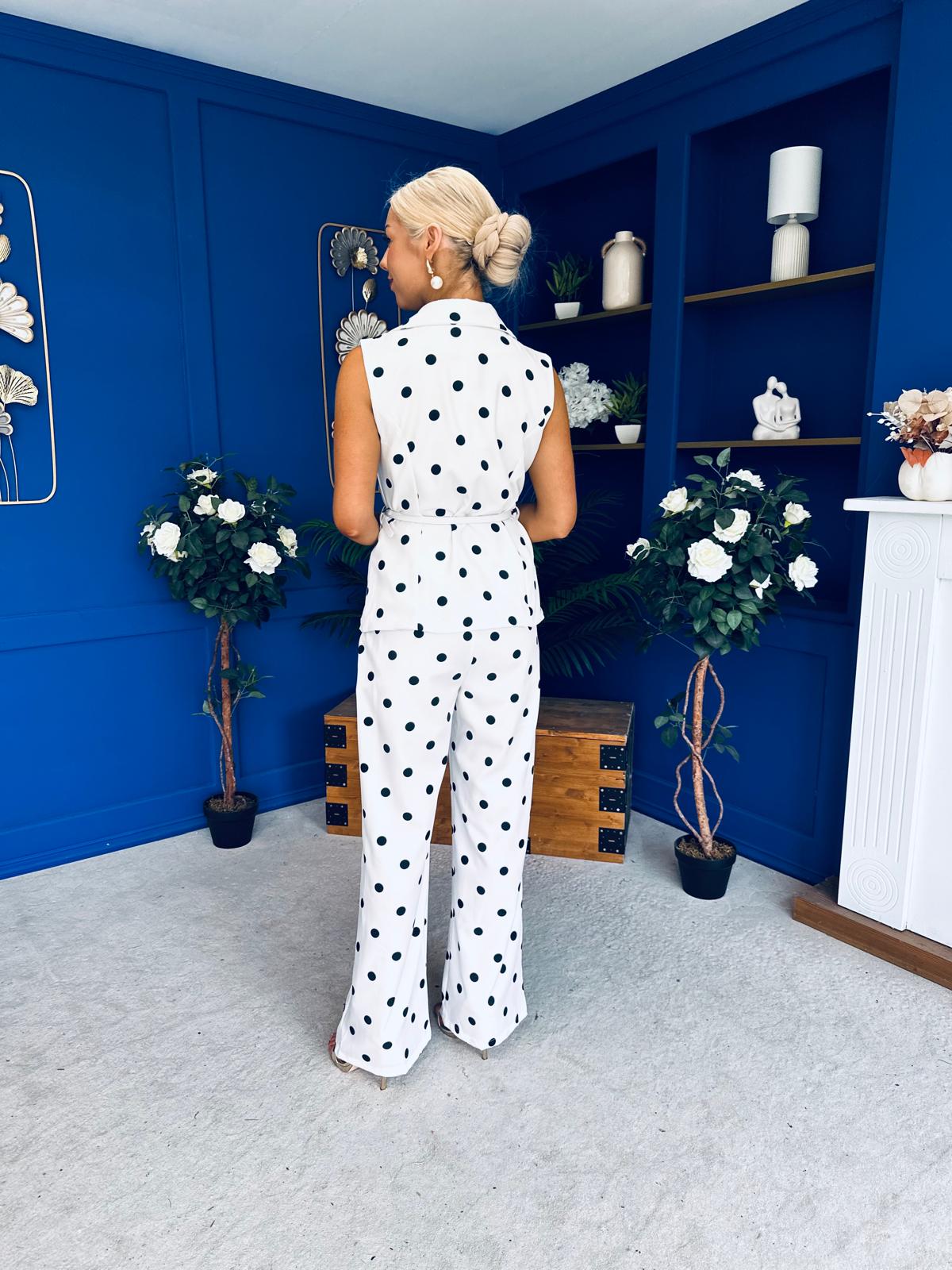 Lorna Polka Waistcoat & Trouser Set White
