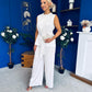 Eloise Embellished Collar Top & Trouser Set Ivory