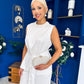 Eloise Embellished Collar Top & Trouser Set Ivory