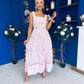 Maeve Crochet Detail Occasion Midi Dress Pink