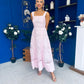 Maeve Crochet Detail Occasion Midi Dress Pink