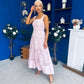 Maeve Crochet Detail Occasion Midi Dress Pink