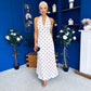 Georgie Lace Trim Halterneck Dress Polka Cream
