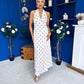 Georgie Lace Trim Halterneck Dress Polka Cream