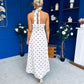 Georgie Lace Trim Halterneck Dress Polka Cream