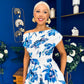 Breffy Asymmetric Neckline Skater Midi Floral Blue