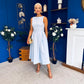 Nesta Boat Neck Skater Midi Dress Baby Blue