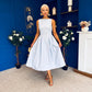 Nesta Boat Neck Skater Midi Dress Baby Blue