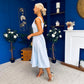 Nesta Boat Neck Skater Midi Dress Baby Blue