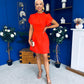 Ami Tulip Sleeve High Neck Mini Dress Coral