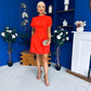 Ami Tulip Sleeve High Neck Mini Dress Coral