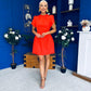 Ami Tulip Sleeve High Neck Mini Dress Coral