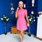 Ami Tulip Sleeve High Neck Mini Dress Cerise