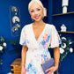 Caelan Banded Midi Dress Floral Cream