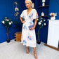 Caelan Banded Midi Dress Floral Cream