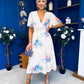 Caelan Banded Midi Dress Floral Cream