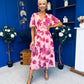 Caelan Banded Midi Dress Floral Pink