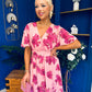 Caelan Banded Midi Dress Floral Pink