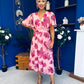 Caelan Banded Midi Dress Floral Pink