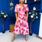 Caelan Banded Midi Dress Floral Pink