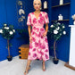 Caelan Banded Midi Dress Floral Pink
