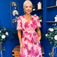 Caelan Banded Midi Dress Floral Pink