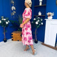 Caelan Banded Midi Dress Floral Pink
