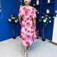 Caelan Banded Midi Dress Floral Pink
