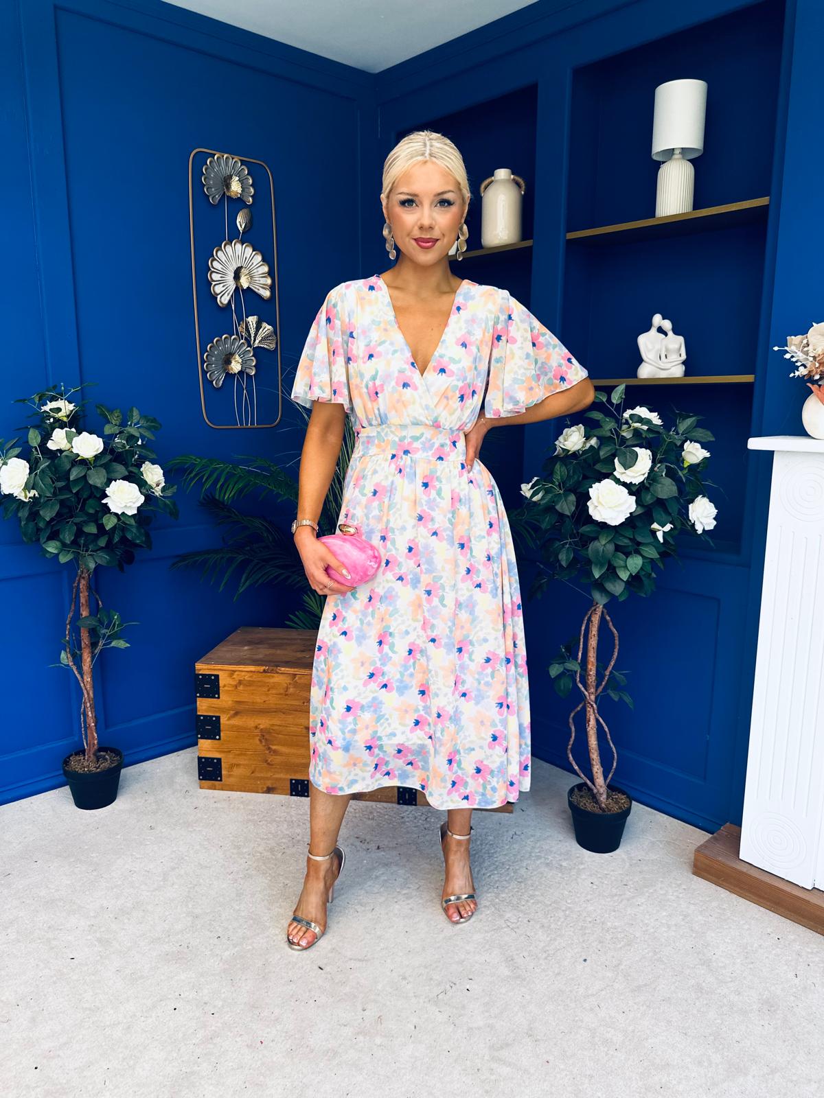 Caelan Banded Midi Dress Floral Multi