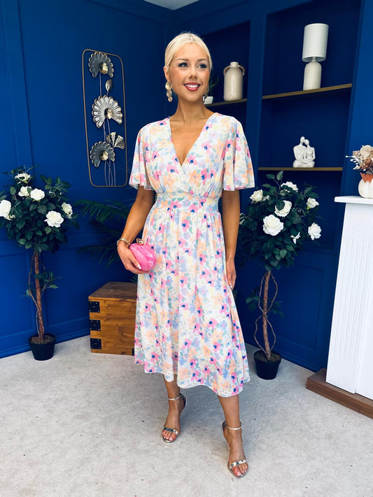 Caelan Banded Midi Dress Floral Multi