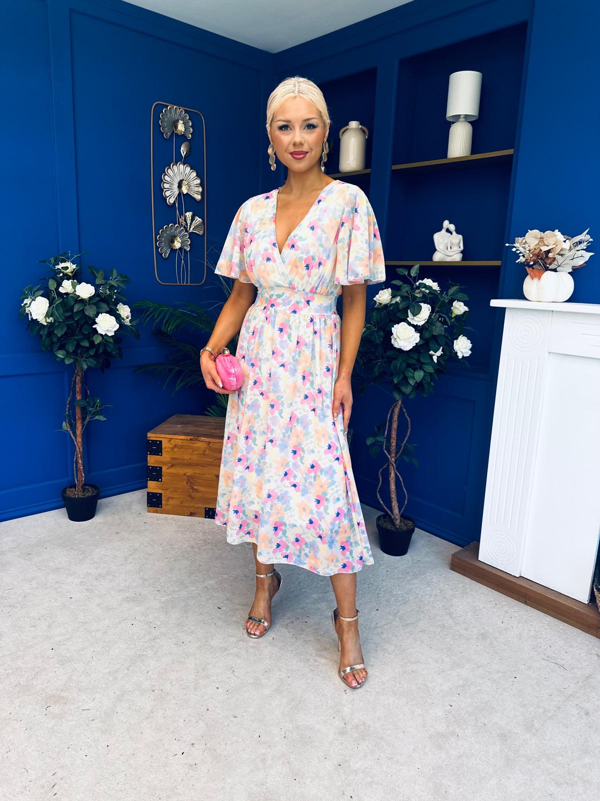 Caelan Banded Midi Dress Floral Multi