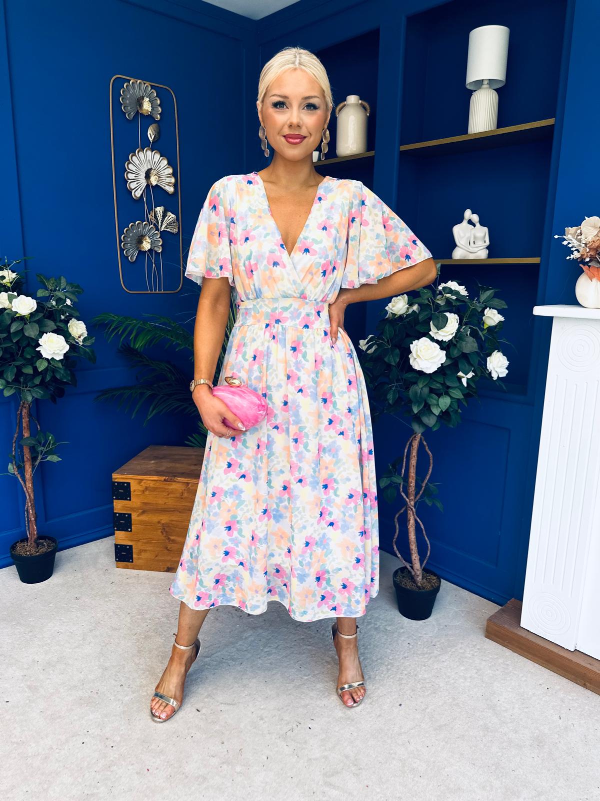 Caelan Banded Midi Dress Floral Multi