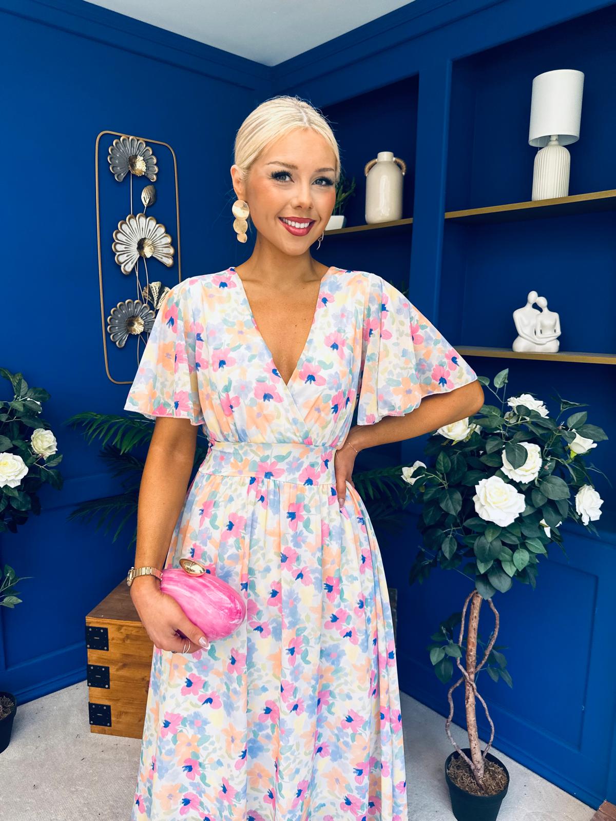 Caelan Banded Midi Dress Floral Multi