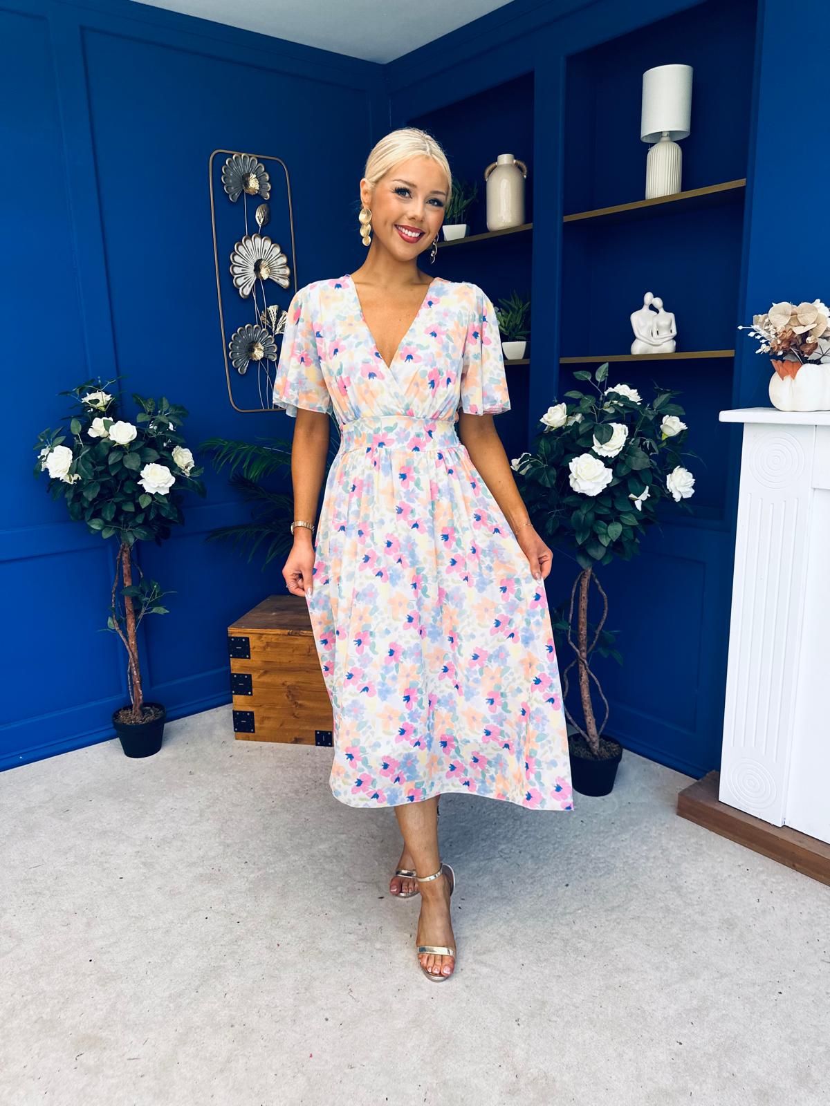 Caelan Banded Midi Dress Floral Multi