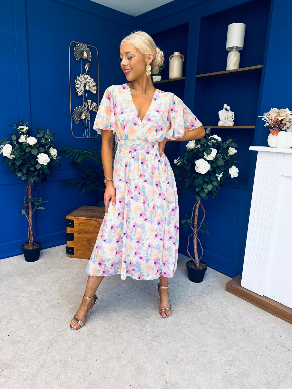 Caelan Banded Midi Dress Floral Multi