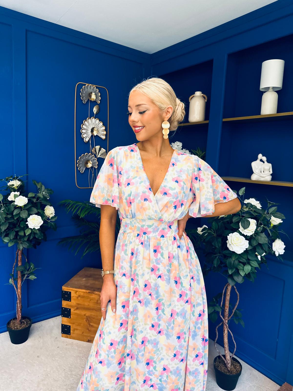 Caelan Banded Midi Dress Floral Multi