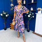 Caelan Banded Midi Dress Floral Violet